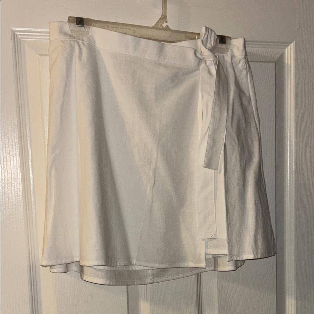 White Wrap Skirt with Bow